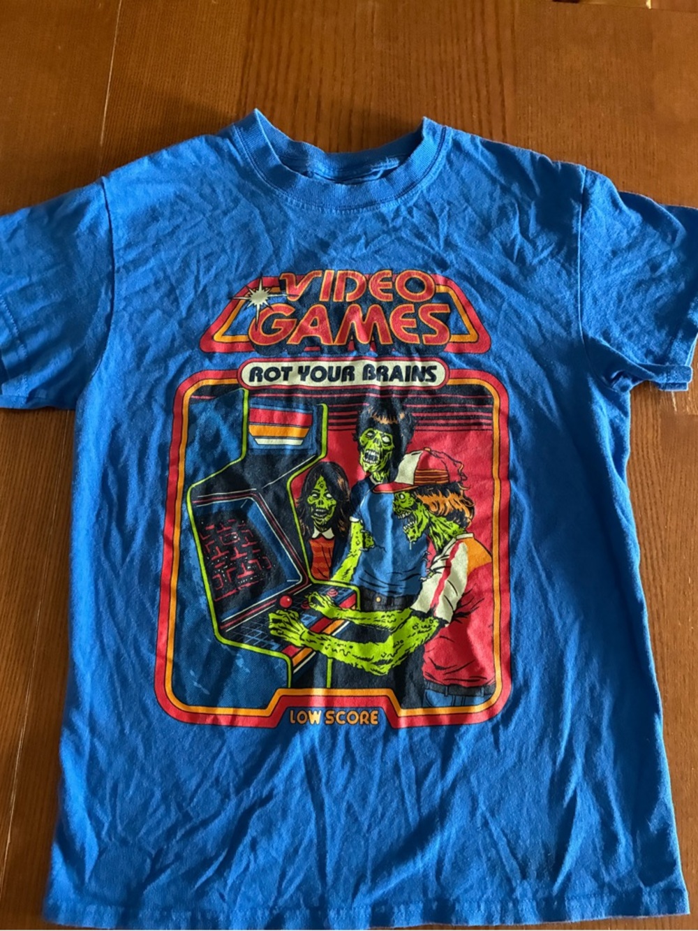 Blue 'Video Games Rot Your Brains' Graphic Tee